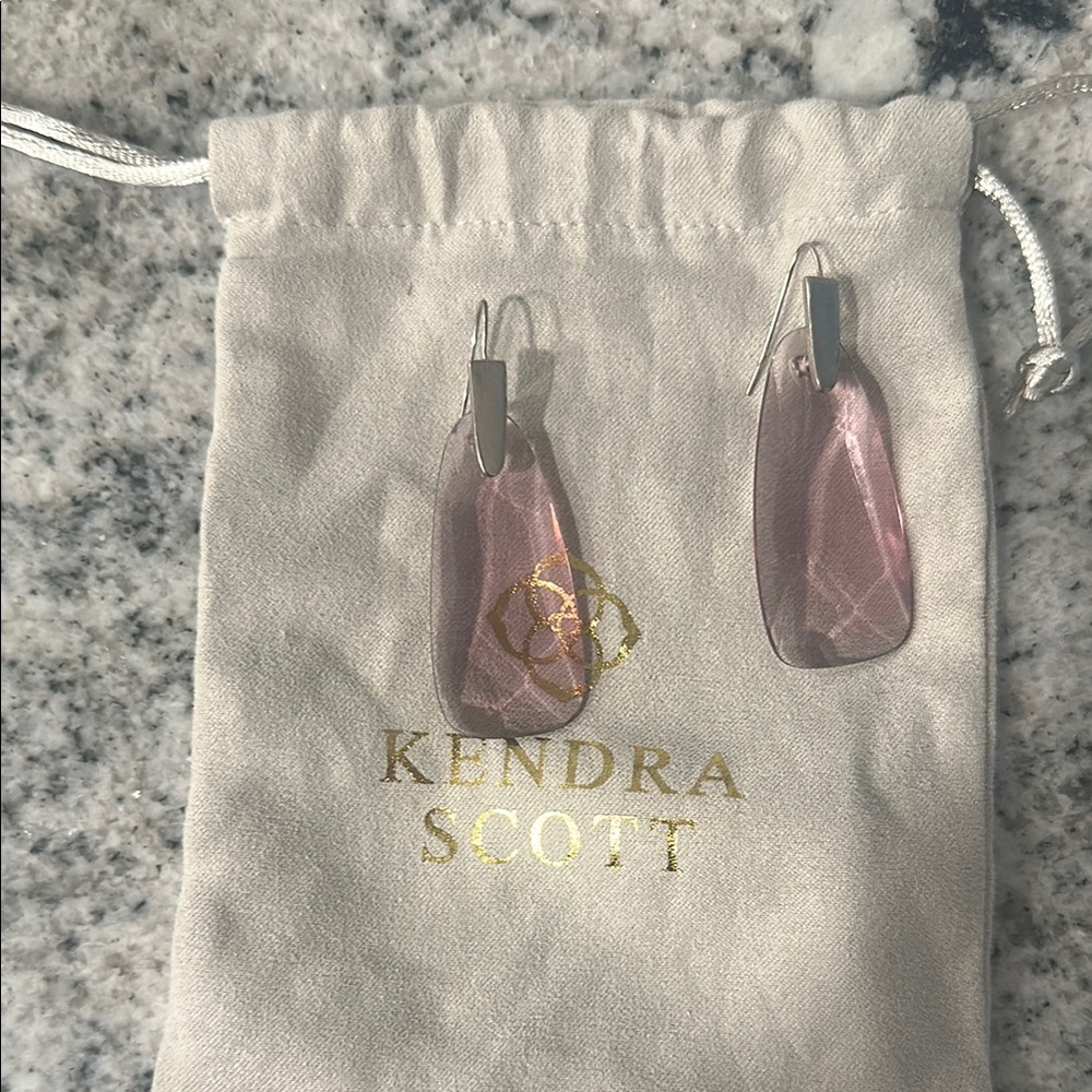 Kendra Scott Purple and Silver Teardrop Earrings